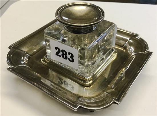 Silver inkstand and Guernsey milk can